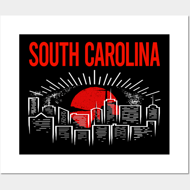 Red Moon South Carolina Wall Art by flaskoverhand